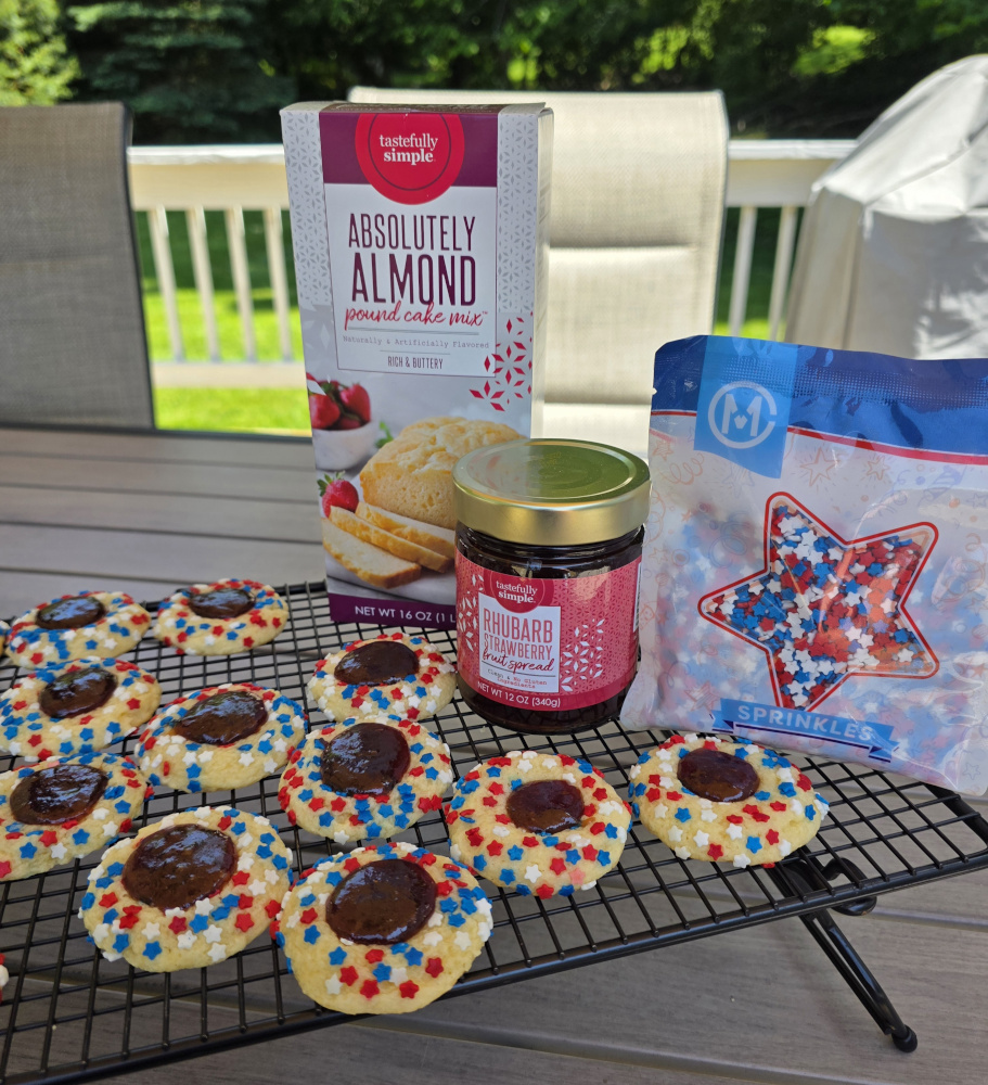 Patriotic Almond Thumbprint Cookies